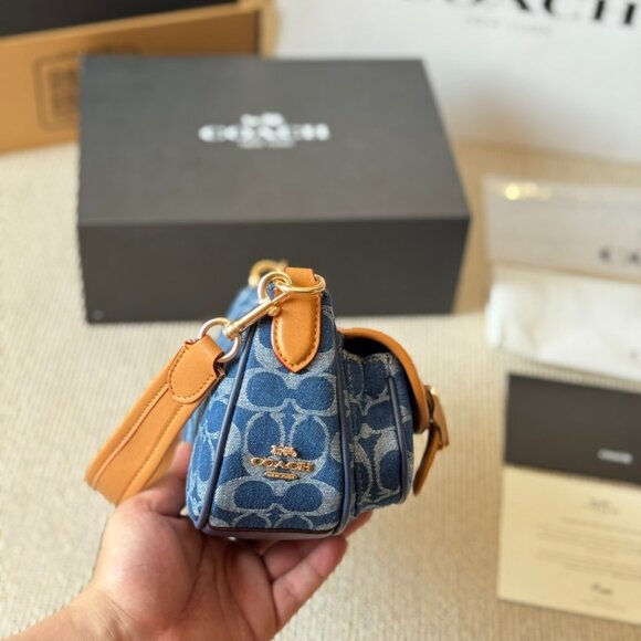 COACH Ashton Baguette Bag In Signature Canvas Denim CY700 - Picture 7 of 9